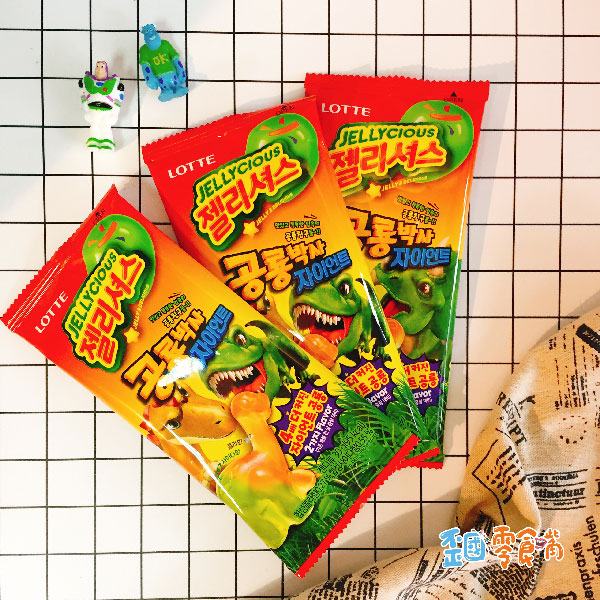 【韓國】LOTTE大恐龍造型撞色軟糖-可樂/汽水口味30g