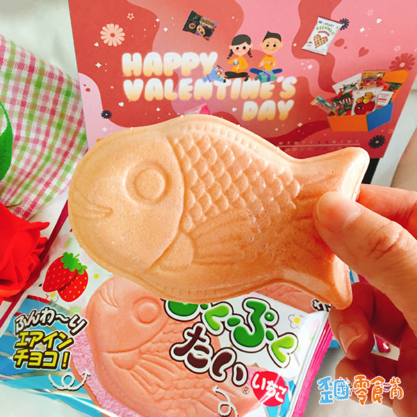 【日本】鯛魚造型巧克力餅乾-草莓口味16.5g